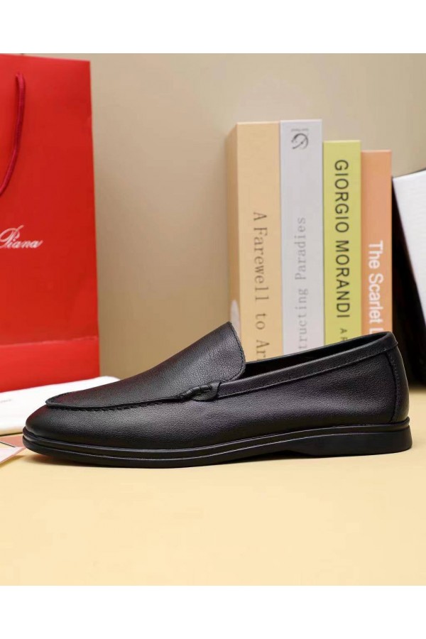 Мужские кожаные лоферы Loro Piana Summer Walk - Black