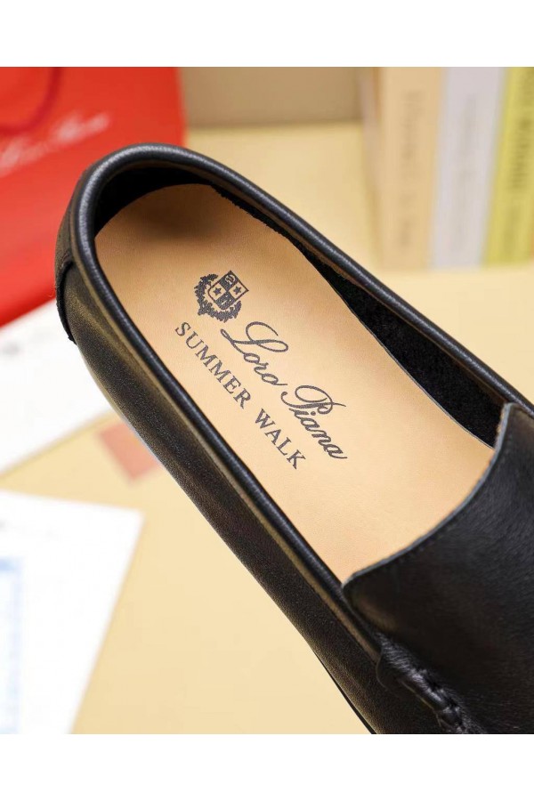 Мужские кожаные лоферы Loro Piana Summer Walk - Black