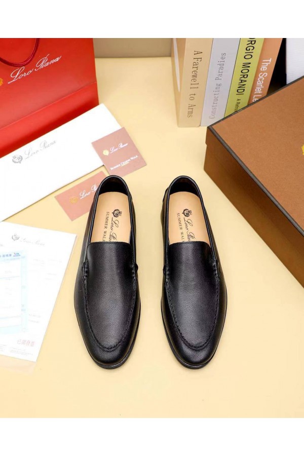 Мужские кожаные лоферы Loro Piana Summer Walk - Black