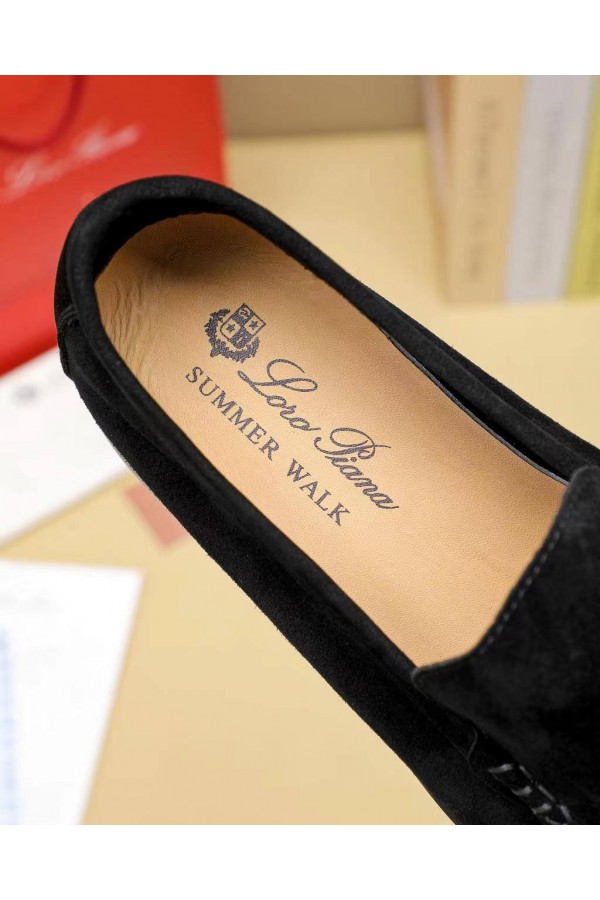 Мужские замшевые лоферы Loro Piana Summer Walk - Black