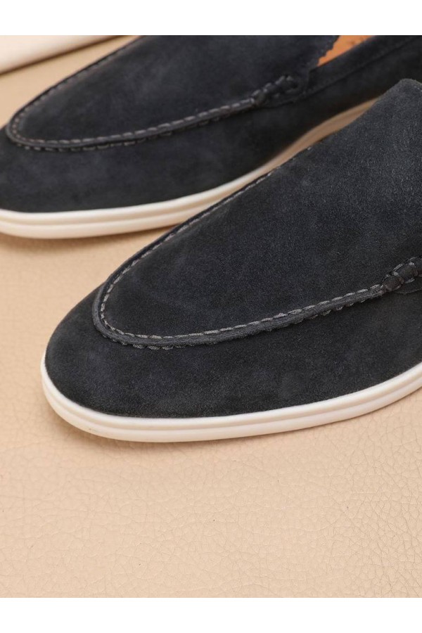 Мужские замшевые лоферы Loro Piana Summer Walk - Grey