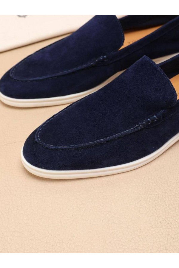 Мужские замшевые лоферы Loro Piana Summer Walk - Navy