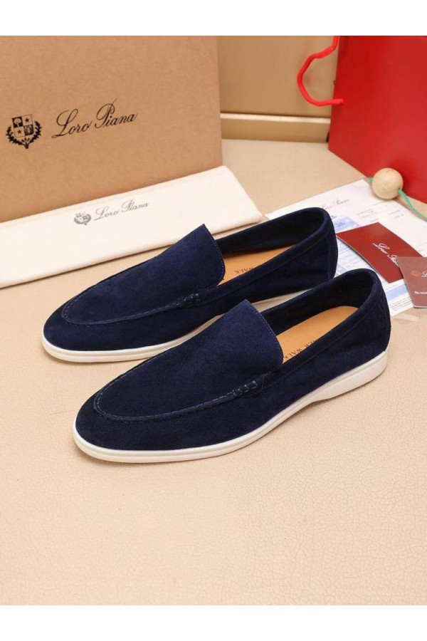 Мужские замшевые лоферы Loro Piana Summer Walk - Navy