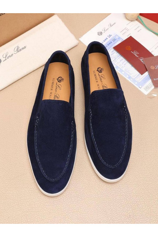 Мужские замшевые лоферы Loro Piana Summer Walk - Navy