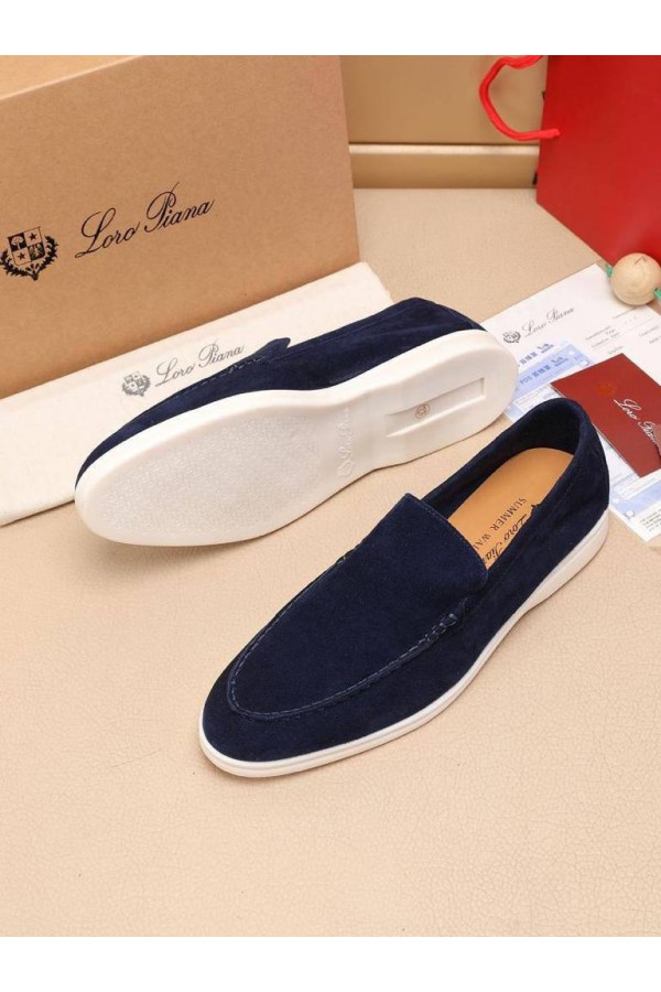 Мужские замшевые лоферы Loro Piana Summer Walk - Navy