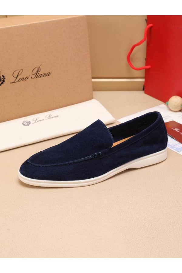 Мужские замшевые лоферы Loro Piana Summer Walk - Navy