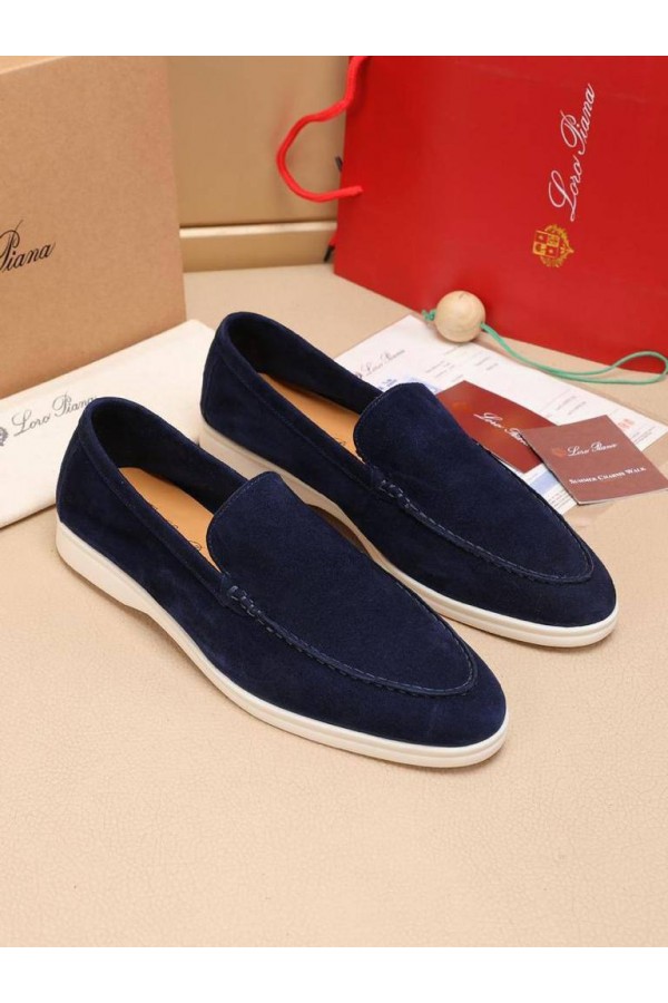 Мужские замшевые лоферы Loro Piana Summer Walk - Navy
