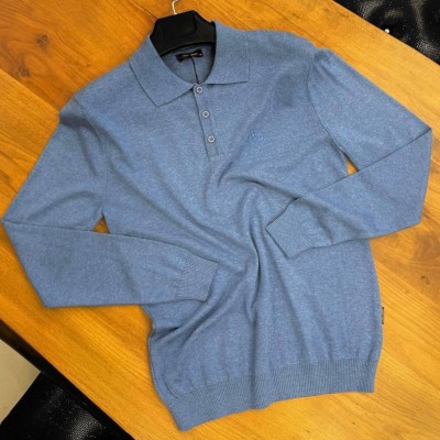 Поло с длинным рукавом Loro Piana голубого цвета