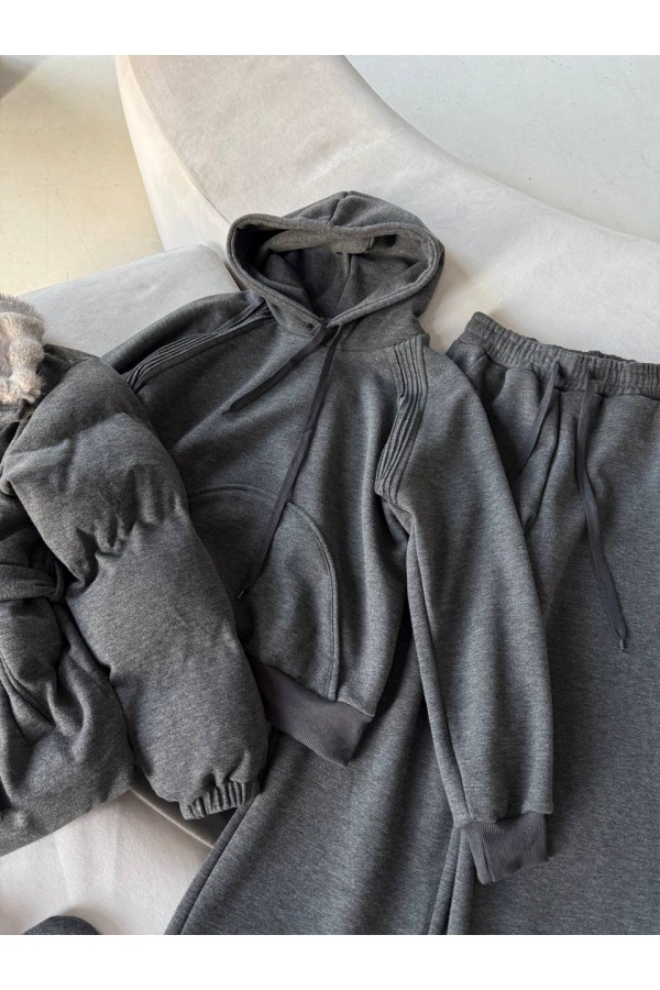 Темно-серый женский костюм тройка на флисе Loro Piana