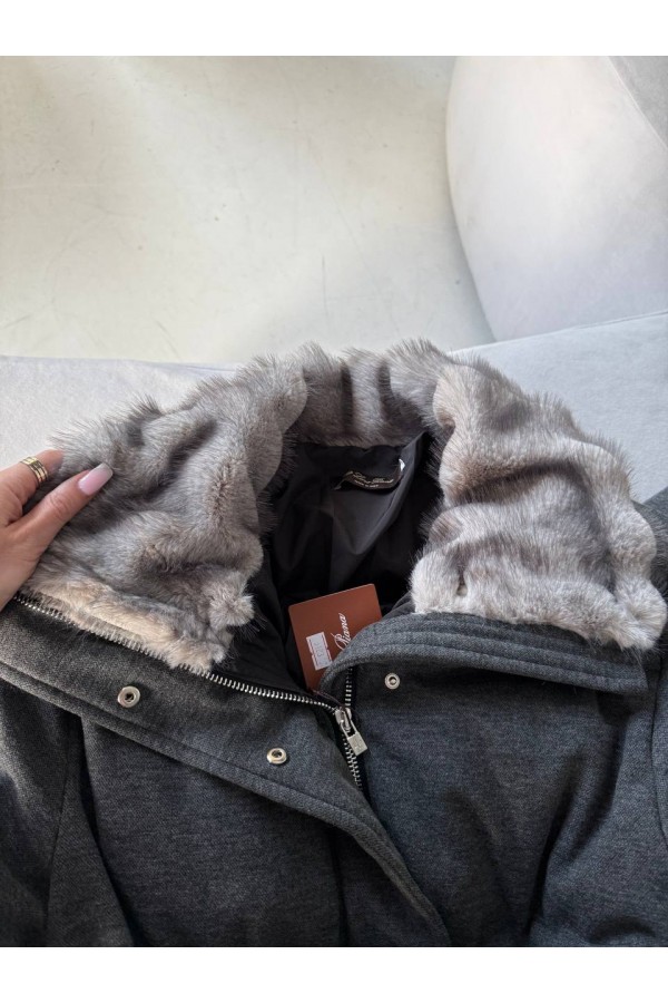 Темно-серый женский костюм тройка на флисе Loro Piana