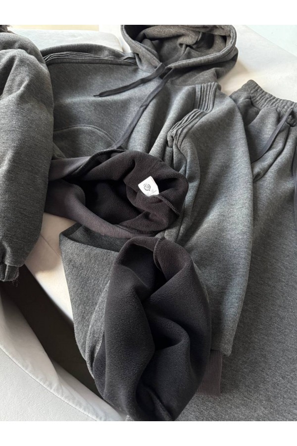 Темно-серый женский костюм тройка на флисе Loro Piana