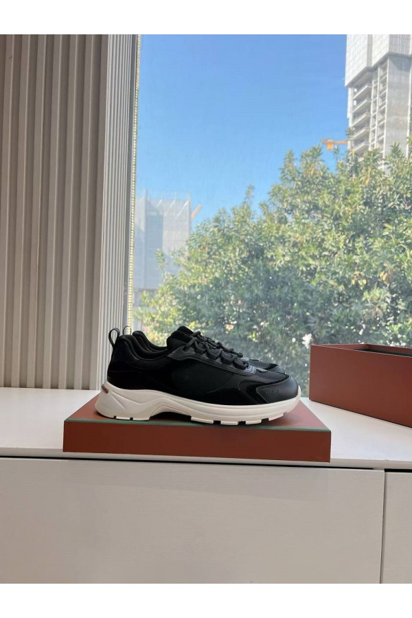 Женские кожаные кроссовки Loro Piana Premium - Black