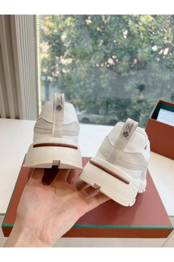 Женские кожаные кроссовки Loro Piana Premium - White