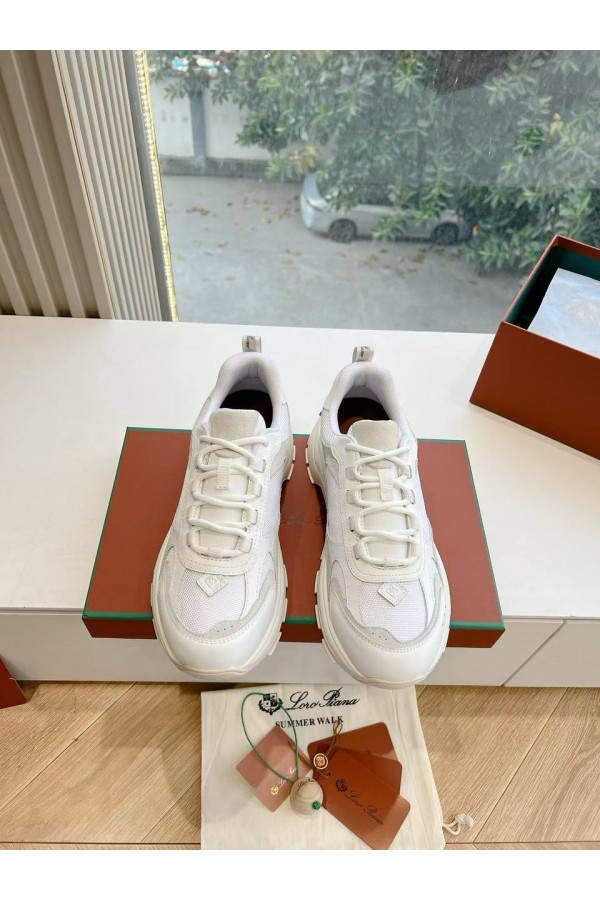 Женские кожаные кроссовки Loro Piana Premium - White