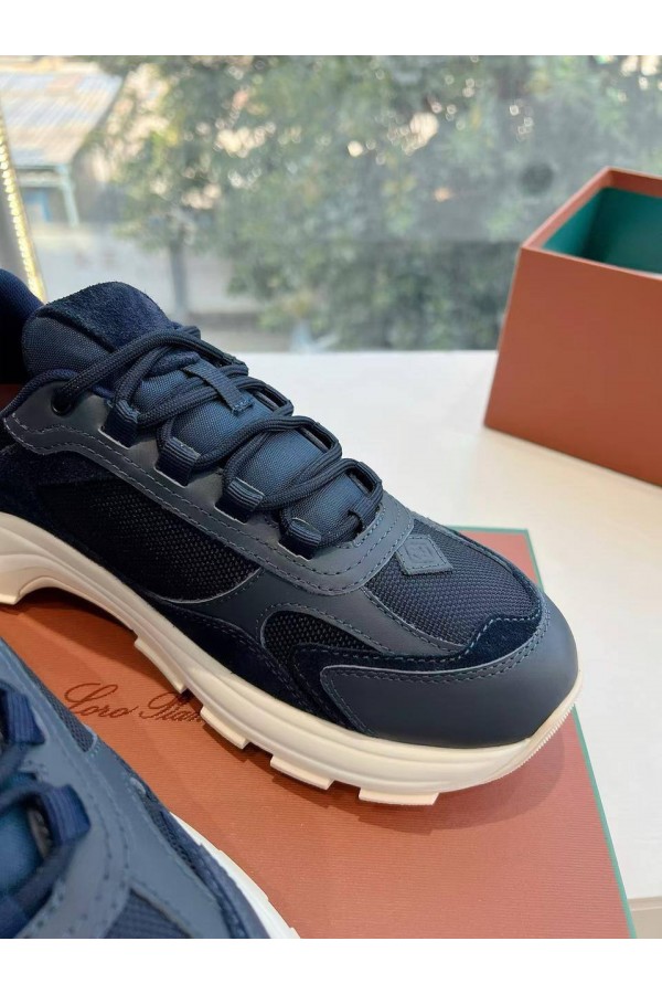 Женские кожаные кроссовки Loro Piana Premium - Blue