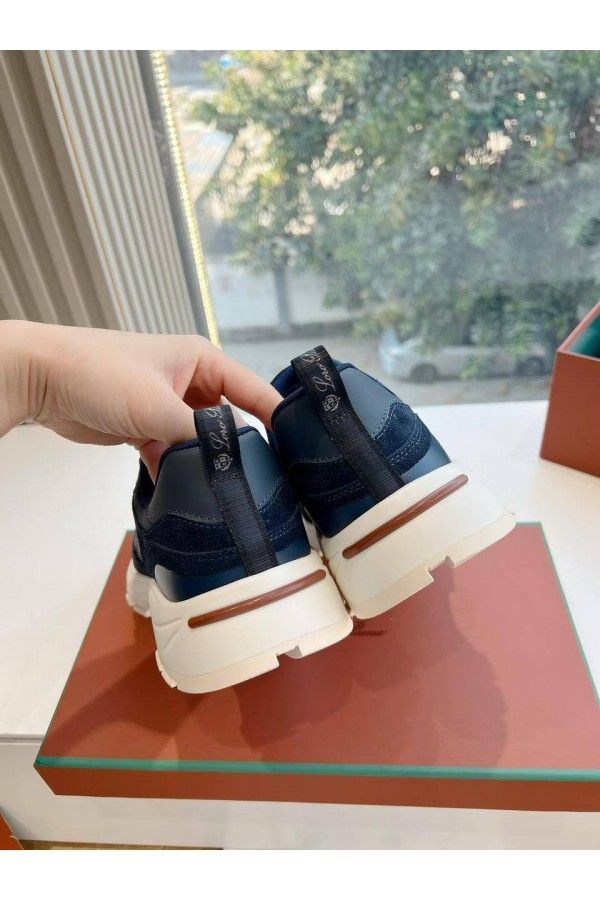 Женские кожаные кроссовки Loro Piana Premium - Blue