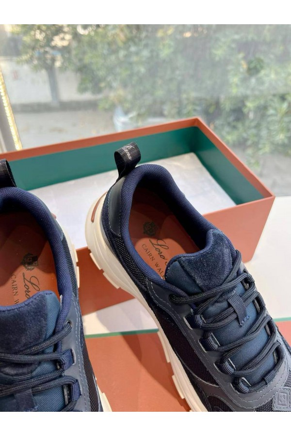 Женские кожаные кроссовки Loro Piana Premium - Blue