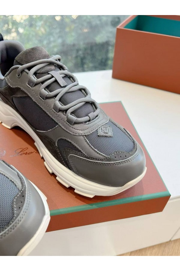 Женские кожаные кроссовки Loro Piana Premium - Grey