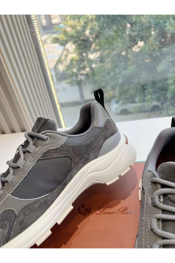 Женские кожаные кроссовки Loro Piana Premium - Grey