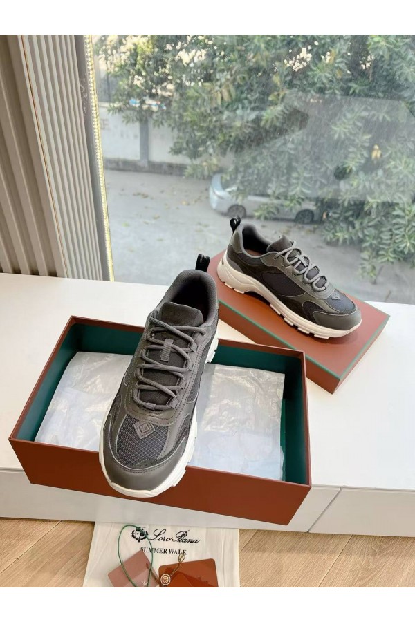 Женские кожаные кроссовки Loro Piana Premium - Grey