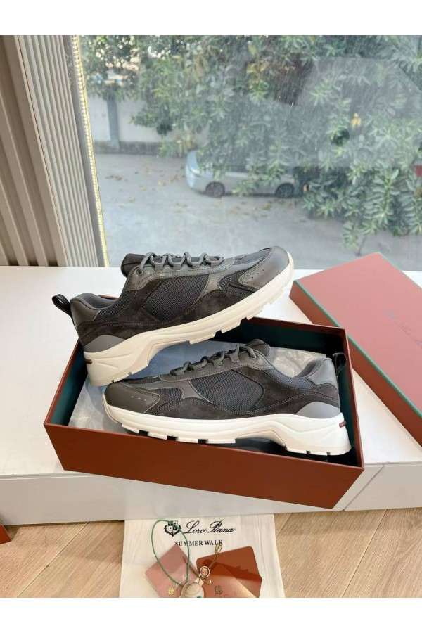 Женские кожаные кроссовки Loro Piana Premium - Grey