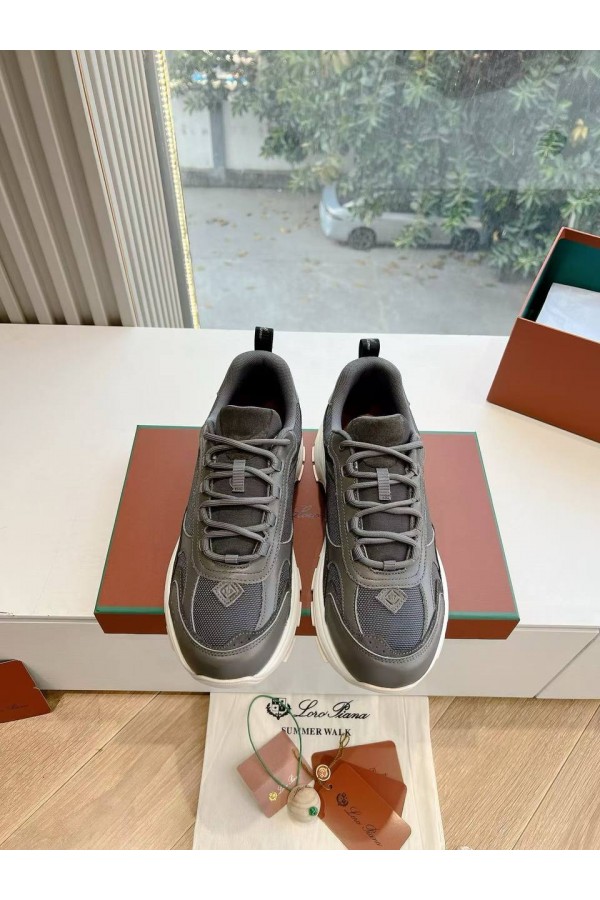 Женские кожаные кроссовки Loro Piana Premium - Grey