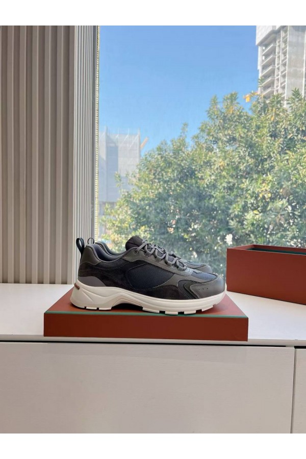 Женские кожаные кроссовки Loro Piana Premium - Grey