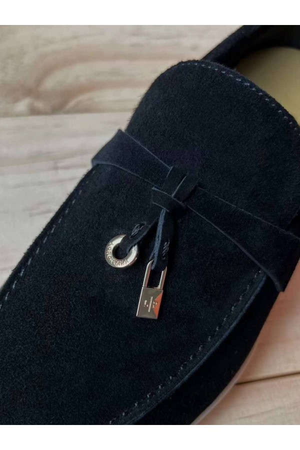 Женские замшевые лоферы Loro Piana Open Walk Premium - Black