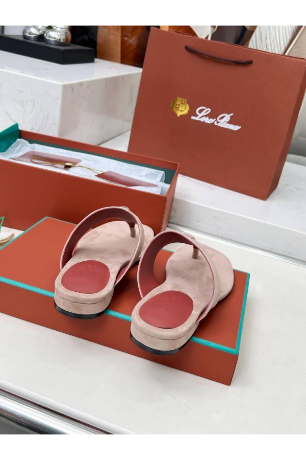 Женские замшевые шлёпанцы Loro Piana Premium - Pink