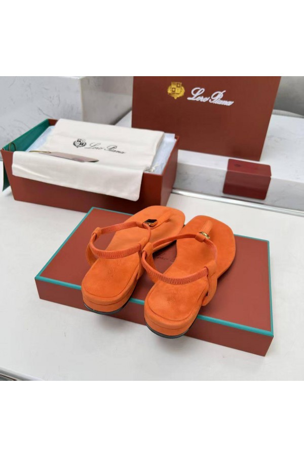 Женские замшевые сандалии Loro Piana Premium - Orange