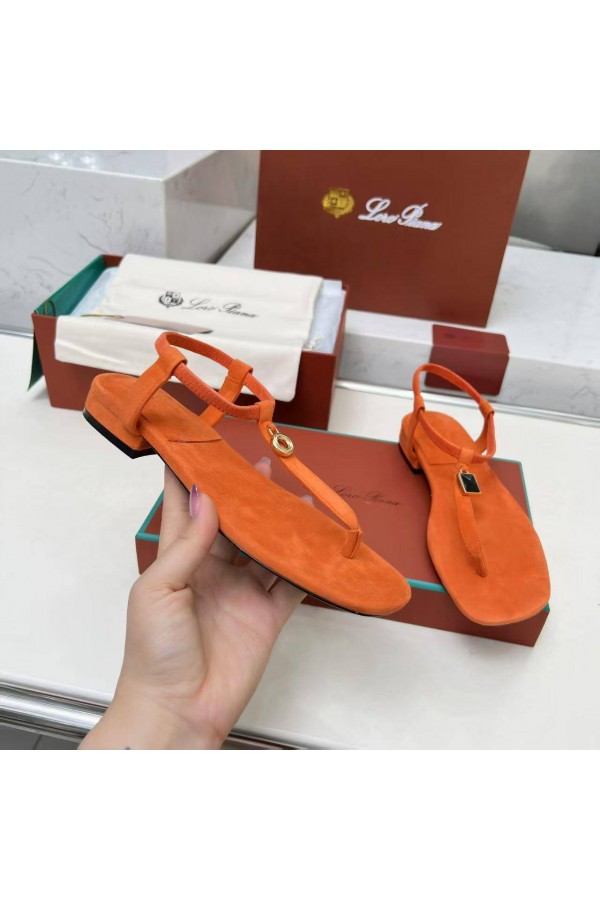 Женские замшевые сандалии Loro Piana Premium - Orange