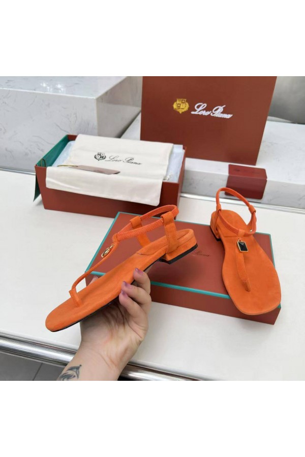 Женские замшевые сандалии Loro Piana Premium - Orange