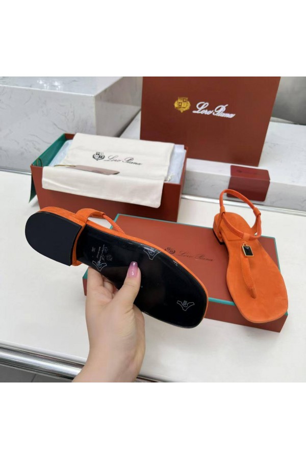 Женские замшевые сандалии Loro Piana Premium - Orange