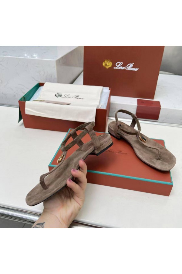 Женские замшевые сандалии Loro Piana Premium - Brown