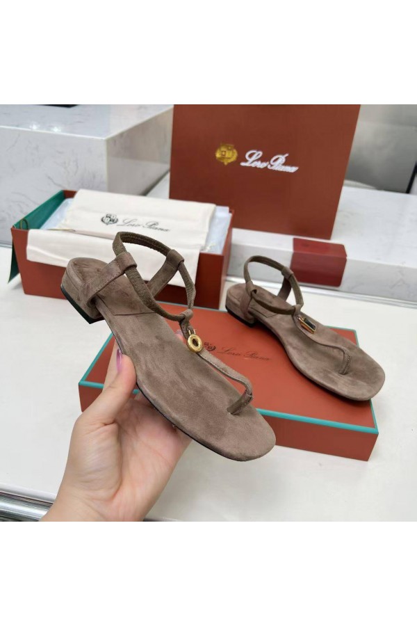 Женские замшевые сандалии Loro Piana Premium - Brown