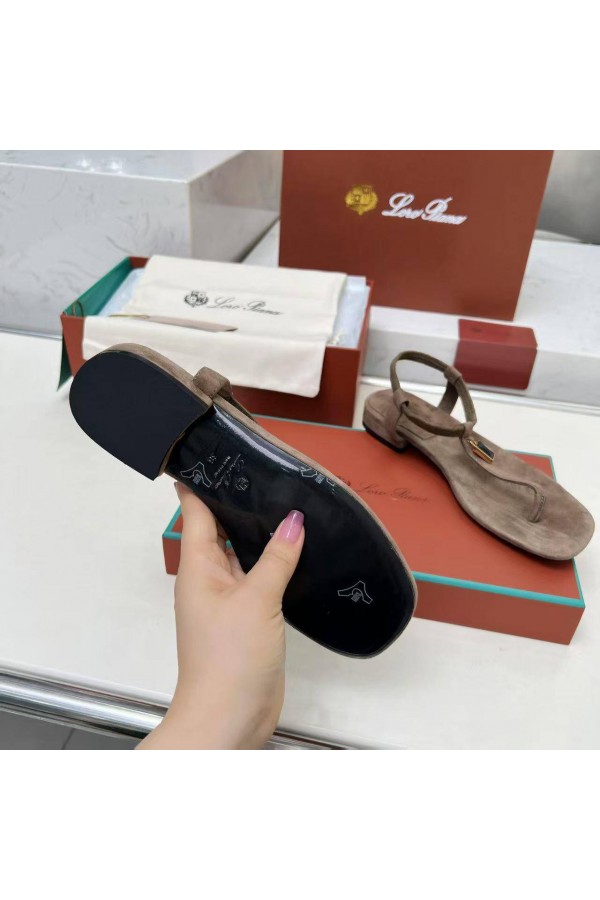 Женские замшевые сандалии Loro Piana Premium - Brown