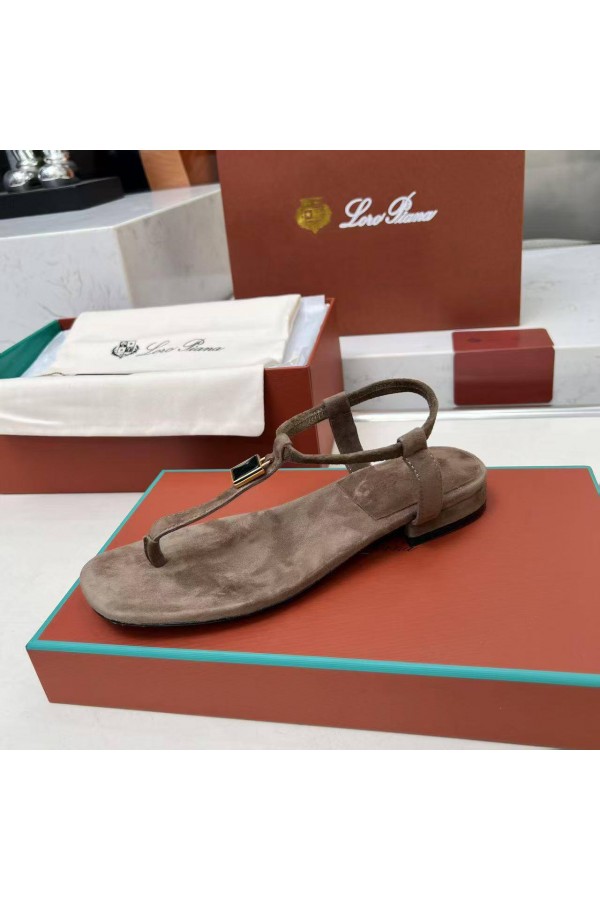 Женские замшевые сандалии Loro Piana Premium - Brown