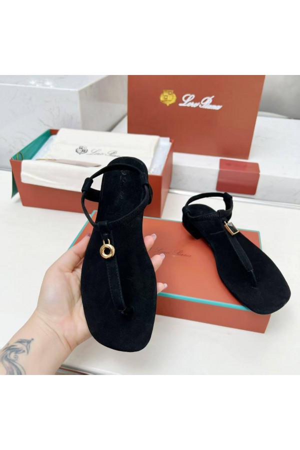 Женские замшевые сандалии Loro Piana Premium - Black