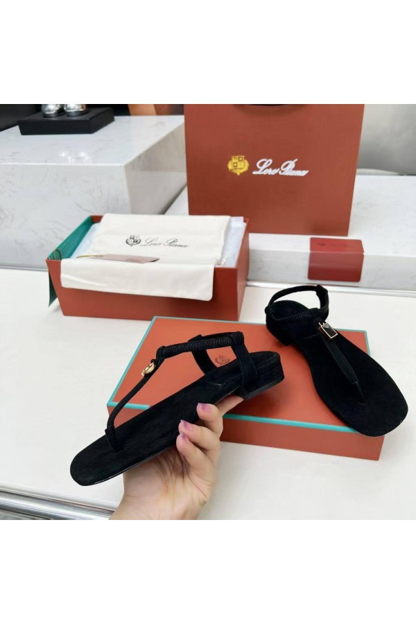 Женские замшевые сандалии Loro Piana Premium - Black