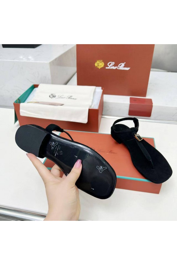 Женские замшевые сандалии Loro Piana Premium - Black