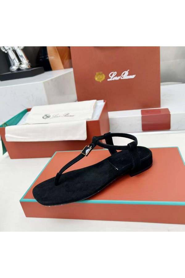Женские замшевые сандалии Loro Piana Premium - Black