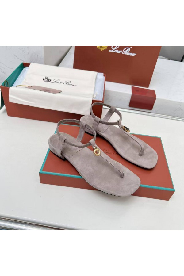 Женские замшевые сандалии Loro Piana Premium - Grey