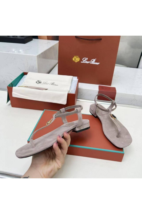 Женские замшевые сандалии Loro Piana Premium - Grey