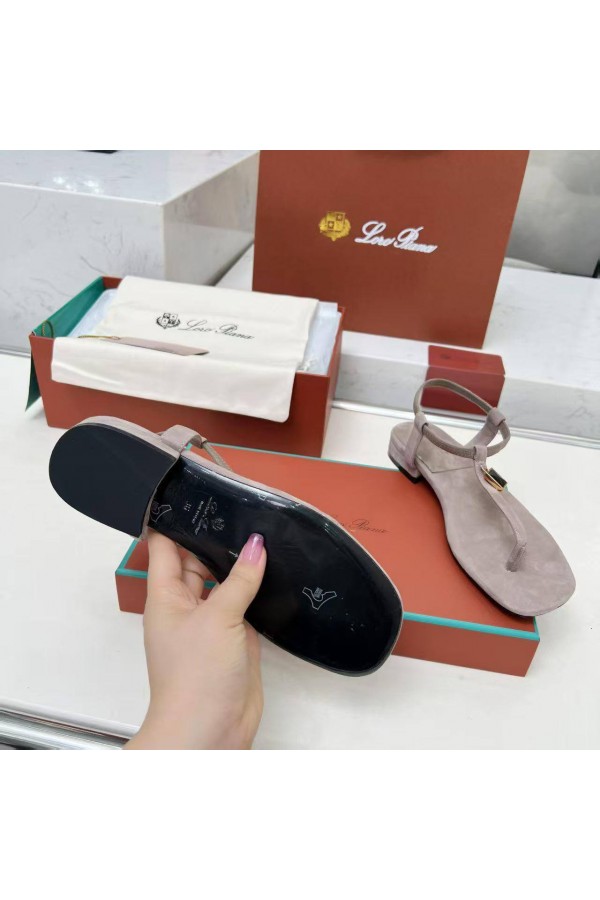 Женские замшевые сандалии Loro Piana Premium - Grey