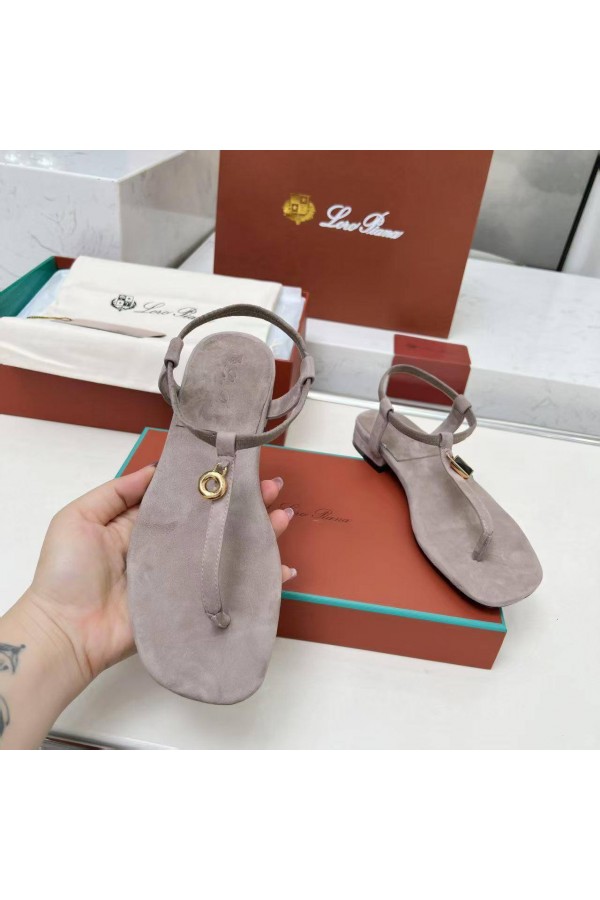 Женские замшевые сандалии Loro Piana Premium - Grey