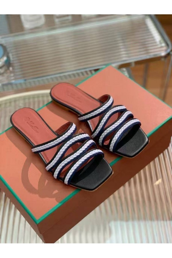 Женские кожаные шлёпанцы Loro Piana Premium