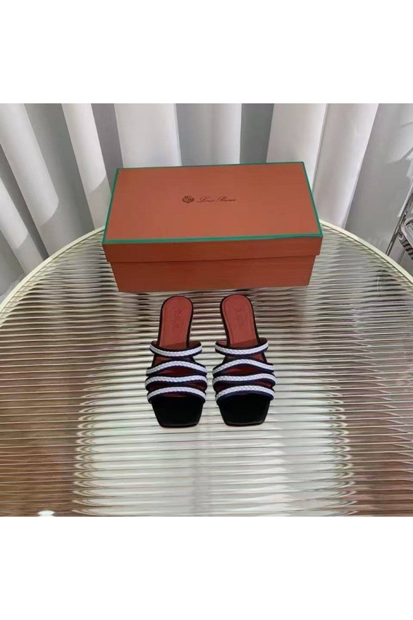 Женские кожаные шлёпанцы Loro Piana Premium