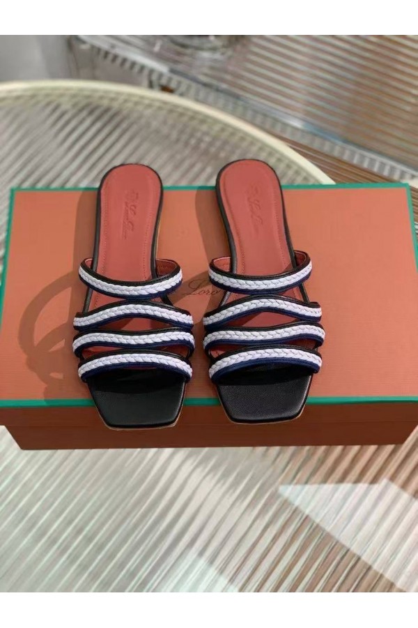 Женские кожаные шлёпанцы Loro Piana Premium