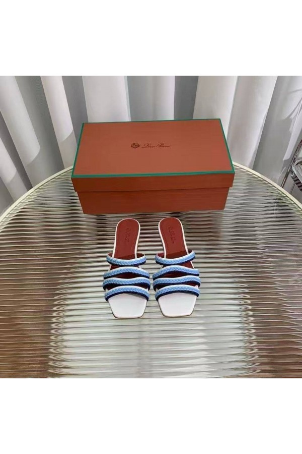 Женские кожаные шлёпанцы Loro Piana Premium