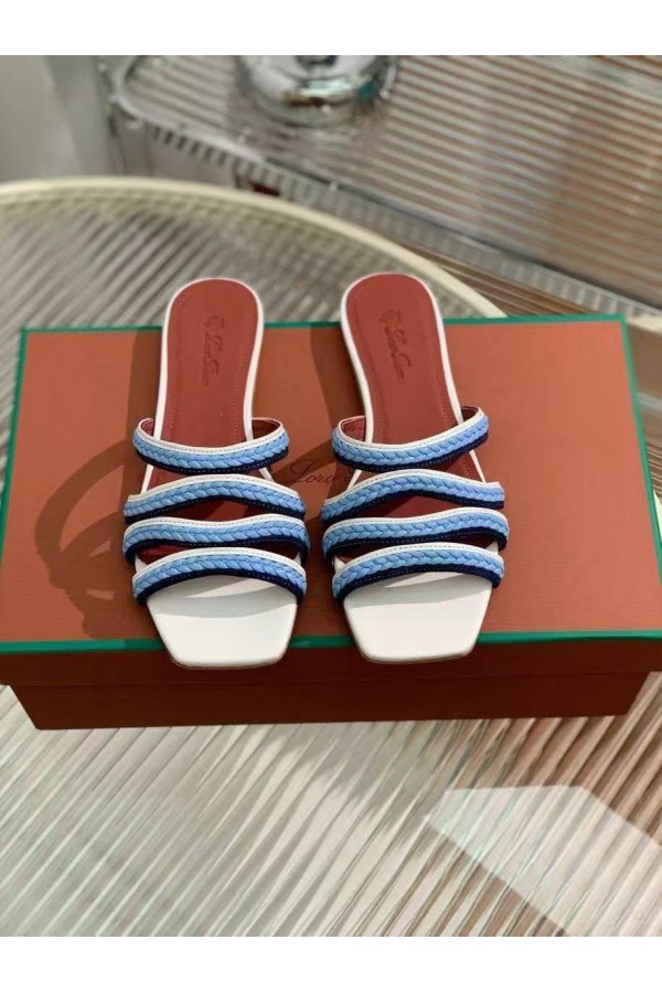 Женские кожаные шлёпанцы Loro Piana Premium